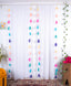 White Sheer Curtain with Multicolor Tassel Rows