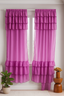 Soft Pink Solid Curtain with Layered Ruffle Detailing