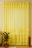 Yellow Sheer Window Curtain with Soft Layered Ruffle Panels