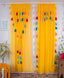 Yellow Sheer Curtains with Multicolor Tassel Details – Set of 2 Panels