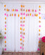 White Sheer Curtain with Pink, Yellow, and Beige Tassel Accents