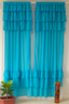 Bright Blue Solid Curtain with Layered Ruffle Design