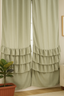 Soft Sage Green Sheer Window Curtains with Layered Ruffle Detail
