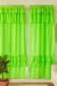 Bright Green Sheer Window Curtains with Layered Ruffle Panels