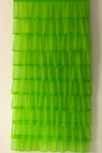Bright Green Sheer Curtain with Layered Ruffle Design