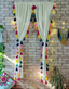 Soft Off-White Sheer Curtain with Multicolor Tassel Edges