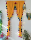 Orange Sheer Curtain with Multicolor Tassel Borders
