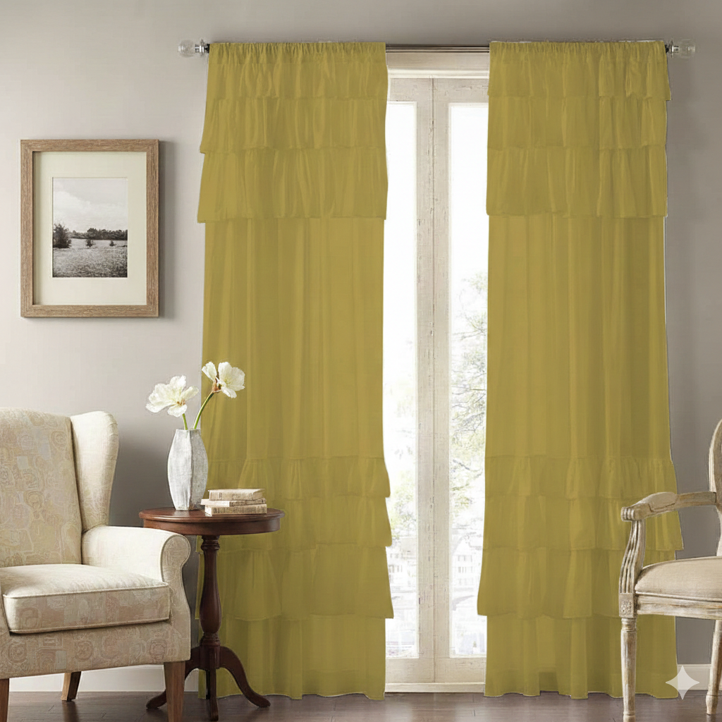 Muted Yellow Layered Window Curtain Main image