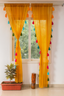 Mustard Yellow Sheer Curtains with Colorful Tassels