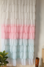 White Curtains with Pink and Light Blue Layered Design