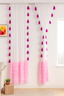 White Sheer Curtains with Pink and Magenta Tassels