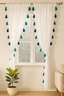 White Sheer Curtains with Blue and Green Tassels