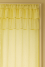 Yellow Sheer Window Curtain with Soft Layered Ruffle Panels