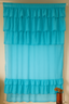 Turquoise Sheer Window Curtain with Soft Layered Ruffles