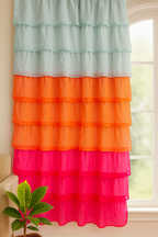 Layered Sheer Window Curtain in Mint, White, Orange and Pink