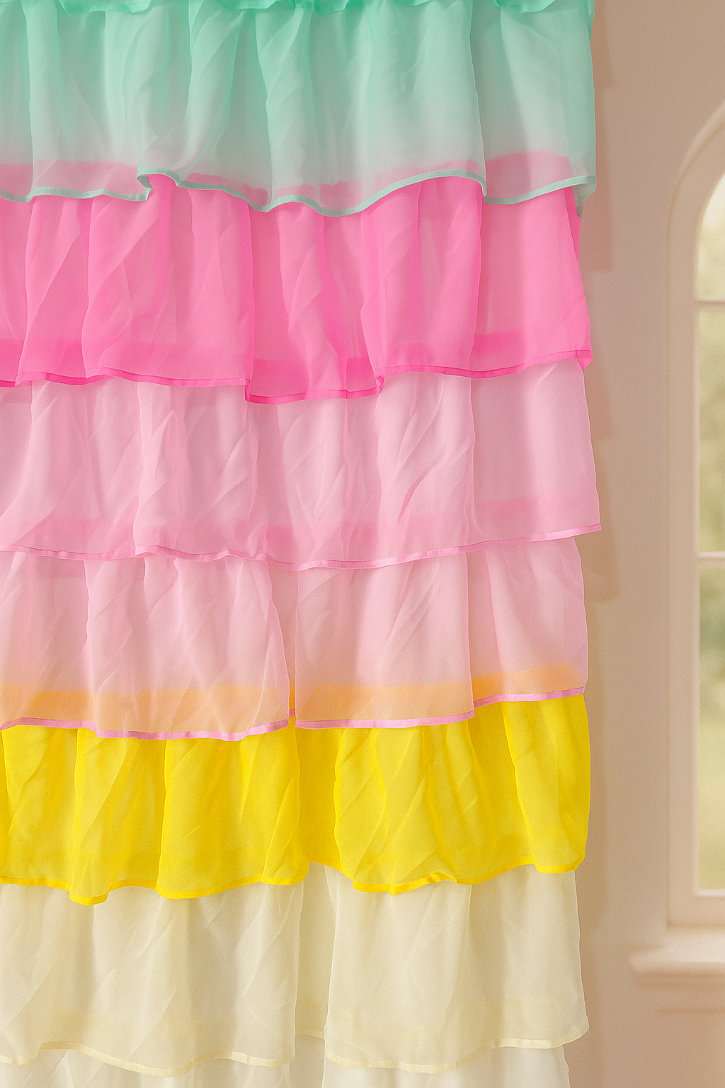 Multi-Color Layered Sheer Window Curtain