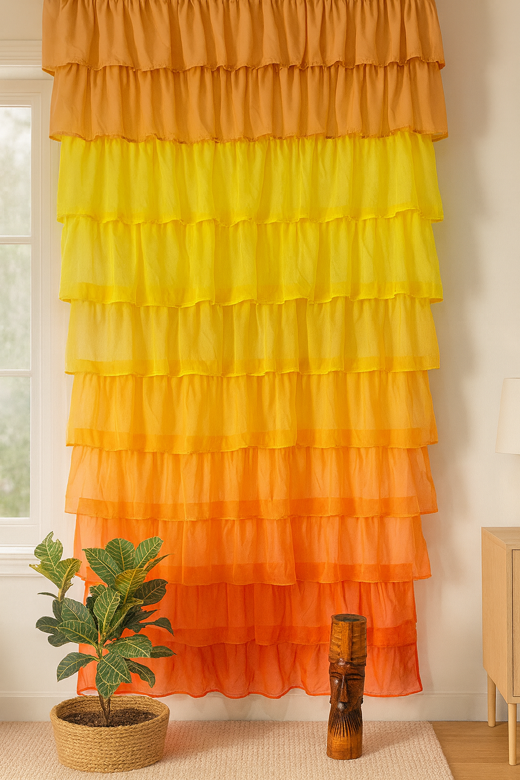 Layered Curtains with Yellow and Orange Gradient