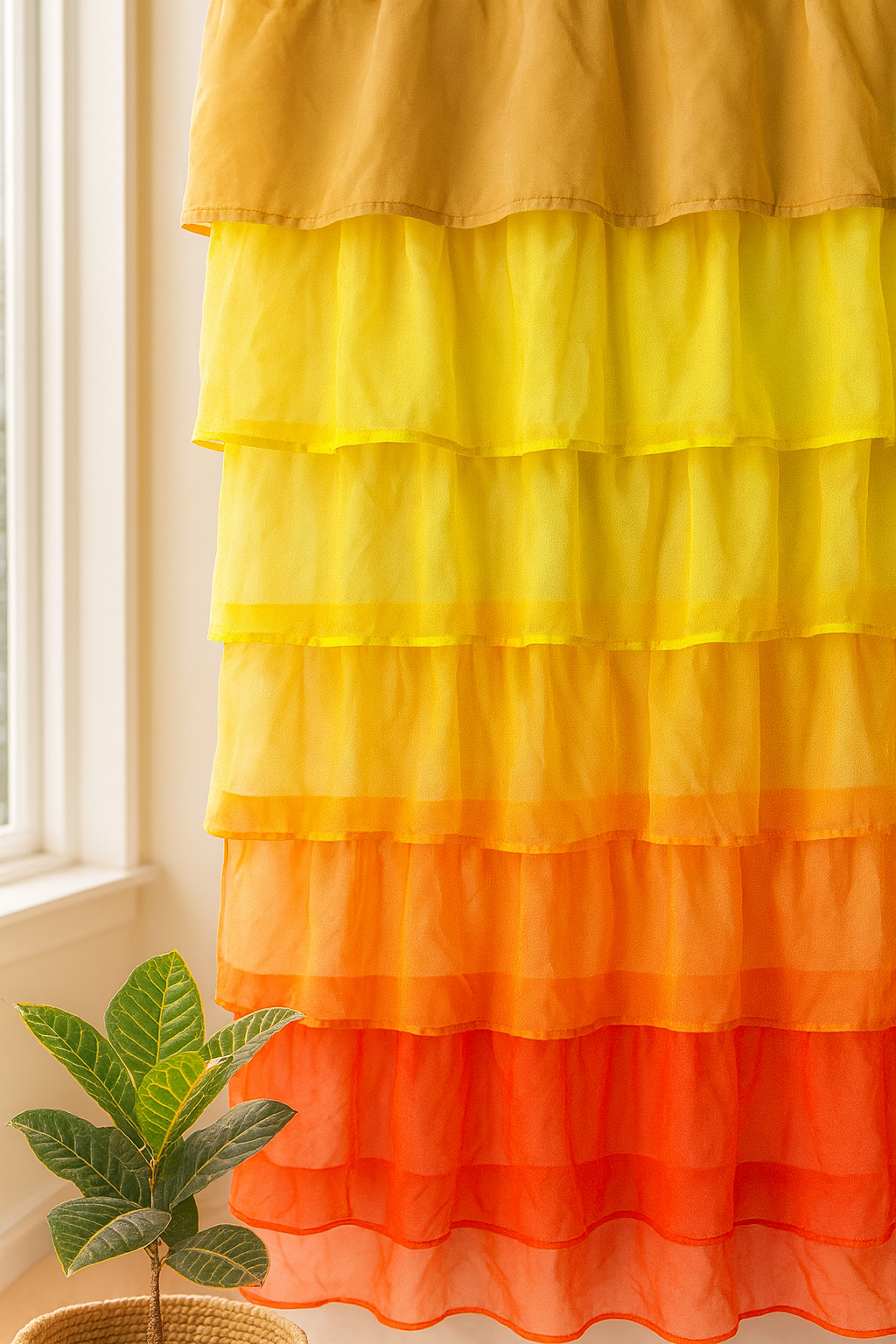 Layered Curtains with Yellow and Orange Gradient