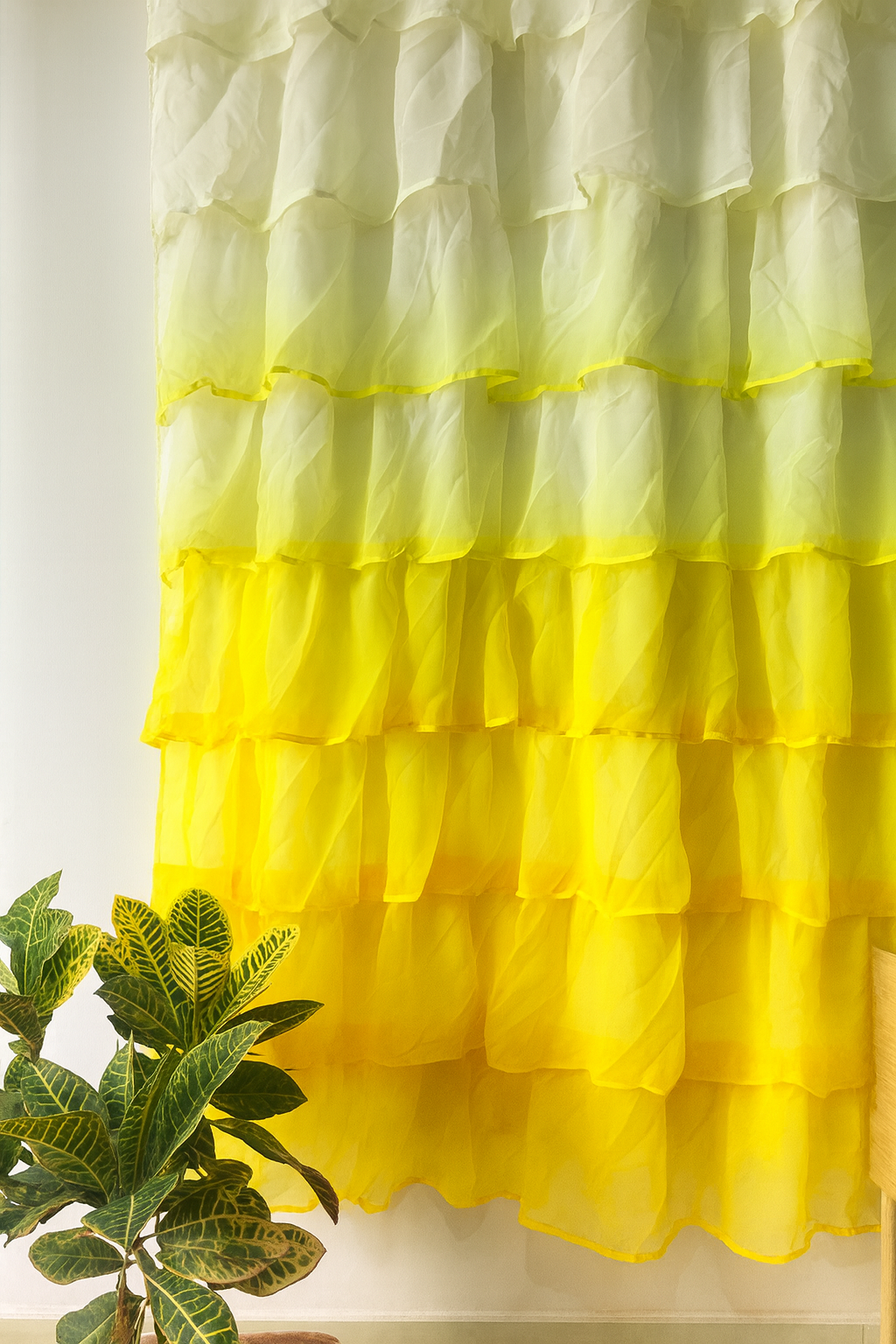 White to Yellow Layered Curtains with Soft Gradient Look