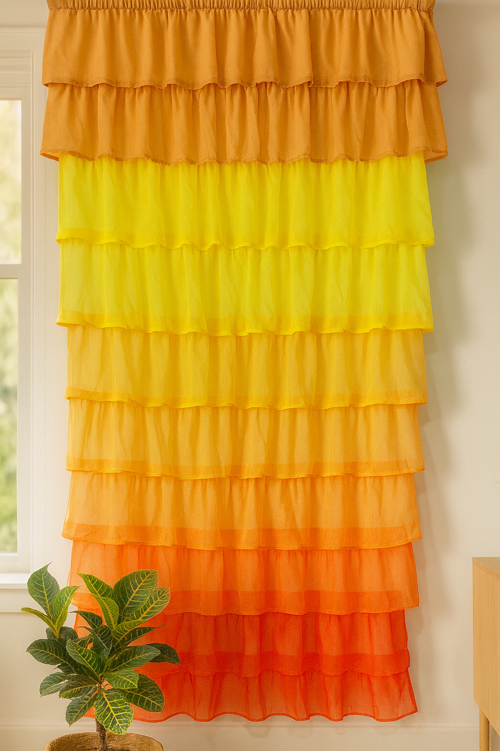 Layered Curtains with Yellow and Orange Gradient