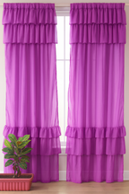 Soft Pink Solid Curtain with Layered Ruffle Detailing